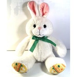 Hallmark Bunny Rabbit Stuffed Animal White  Yellow Easter Egg Feet P3